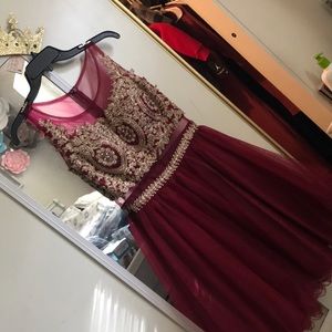 burgundy & gold dress